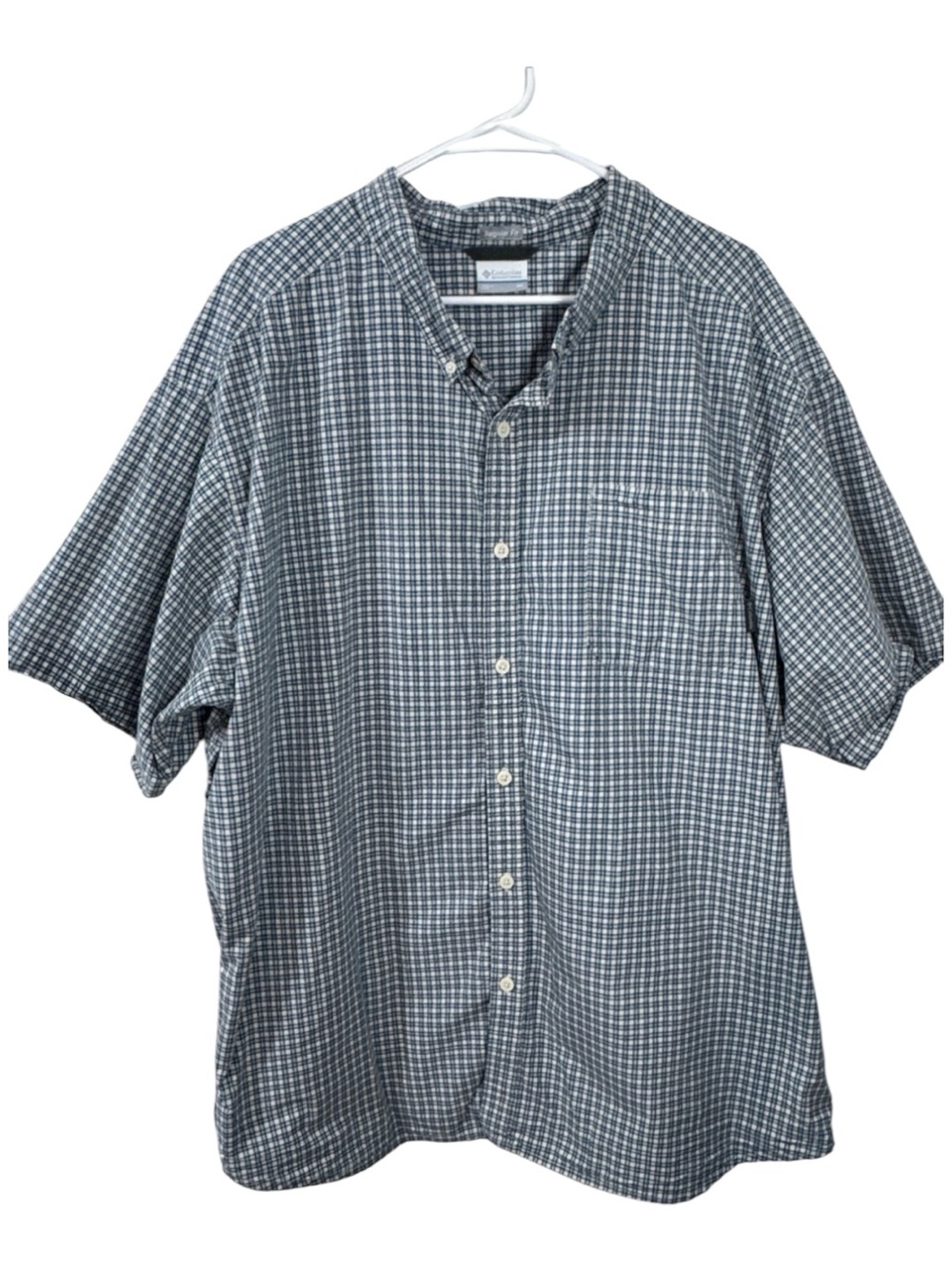 Columbia Men’s Big & Tall Blue Short-Sleeve Button-Down Plaid Shirt - Size 4X